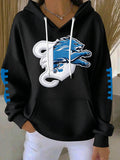 Women'S Football Print Hooded Sweatshirt