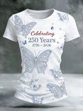 Women'S Casual American 250th Anniversary Printed Short-Sleeve T-Shirt