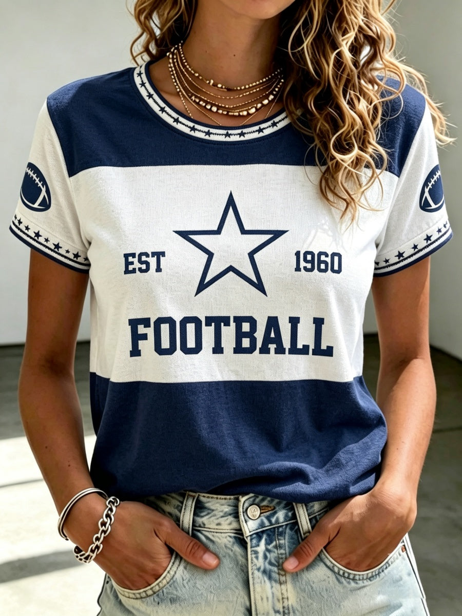 Women's Football Game Print Casual T-Shirt