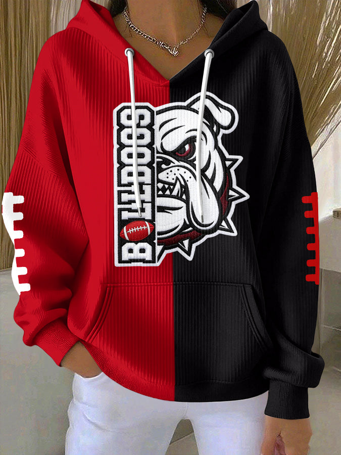 Women'S Football Print Hooded Sweatshirt