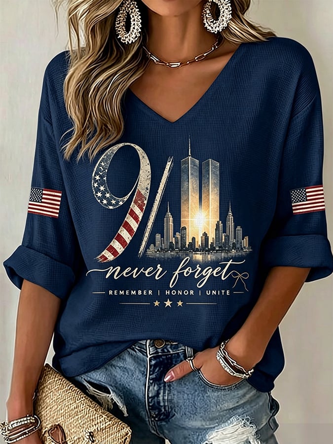 Women's Never Forget September 11 Print T-Shirt