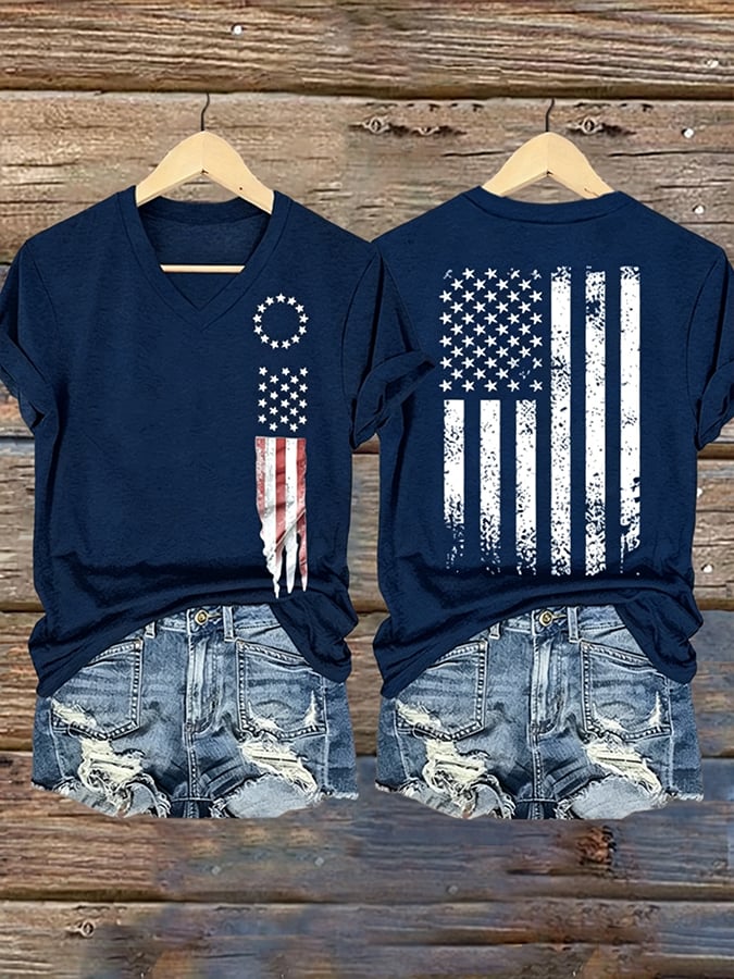 Women's Vintage USA 250th Anniversary One Nation Under God Print Casual T-shirt