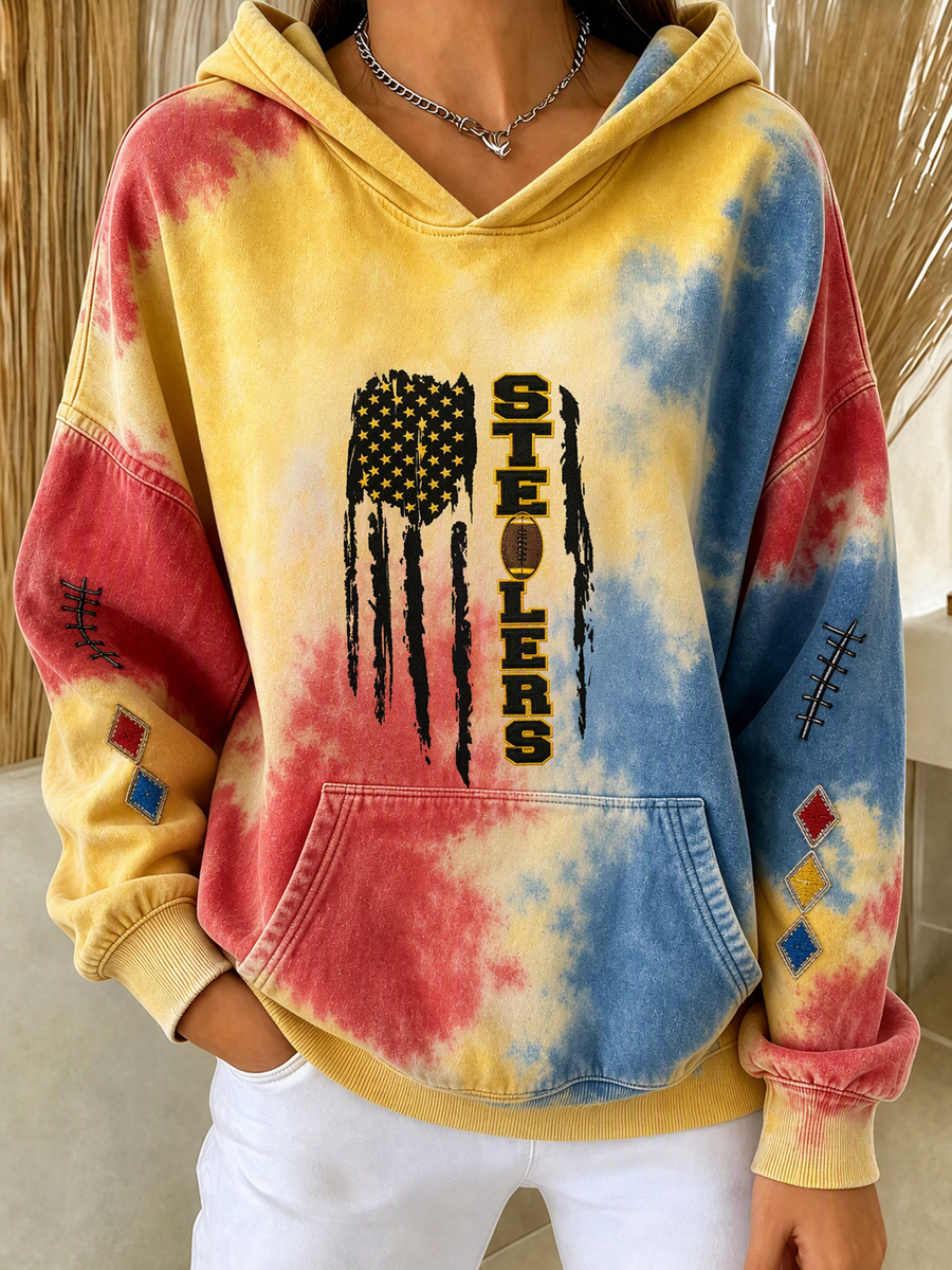 Women's Football Gradient Print Hooded Sweatshirt