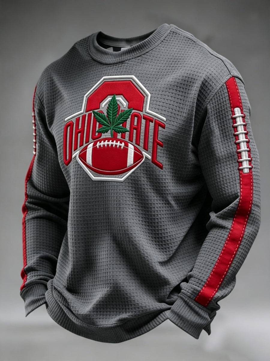 Men'S Football Game Printed Waffle Sweatshirt