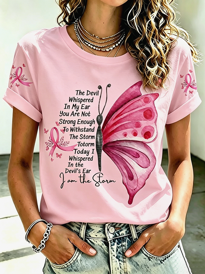 Women's Breast Cancer Survivor  Printed Casual T-Shirt