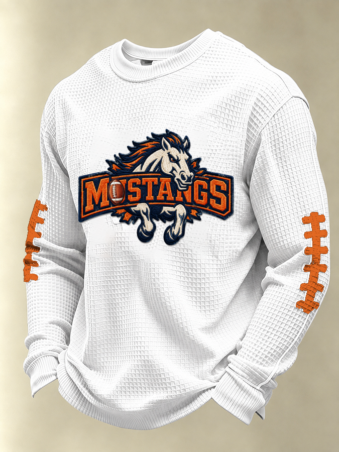 Men's Football Waffle Fabric Long-sleeved T-shirt