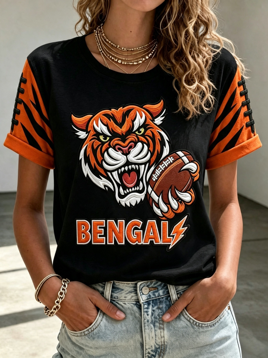 Women's Football Print Short-Sleeve T-Shirt
