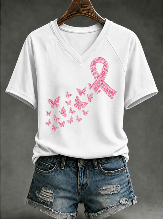 Women'S Breast Cancer Promotion Printed Casual T-Shirt