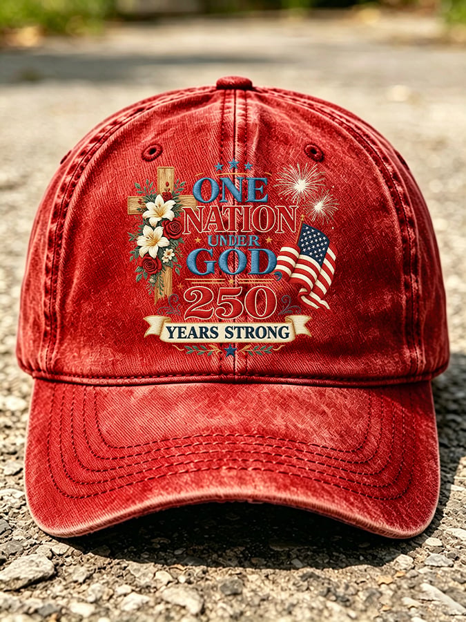 Unisex America 250 Years Strong One Nation Under God rinted Hat