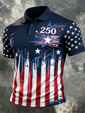 Men'S American Flag Print Casual Polo Shirt