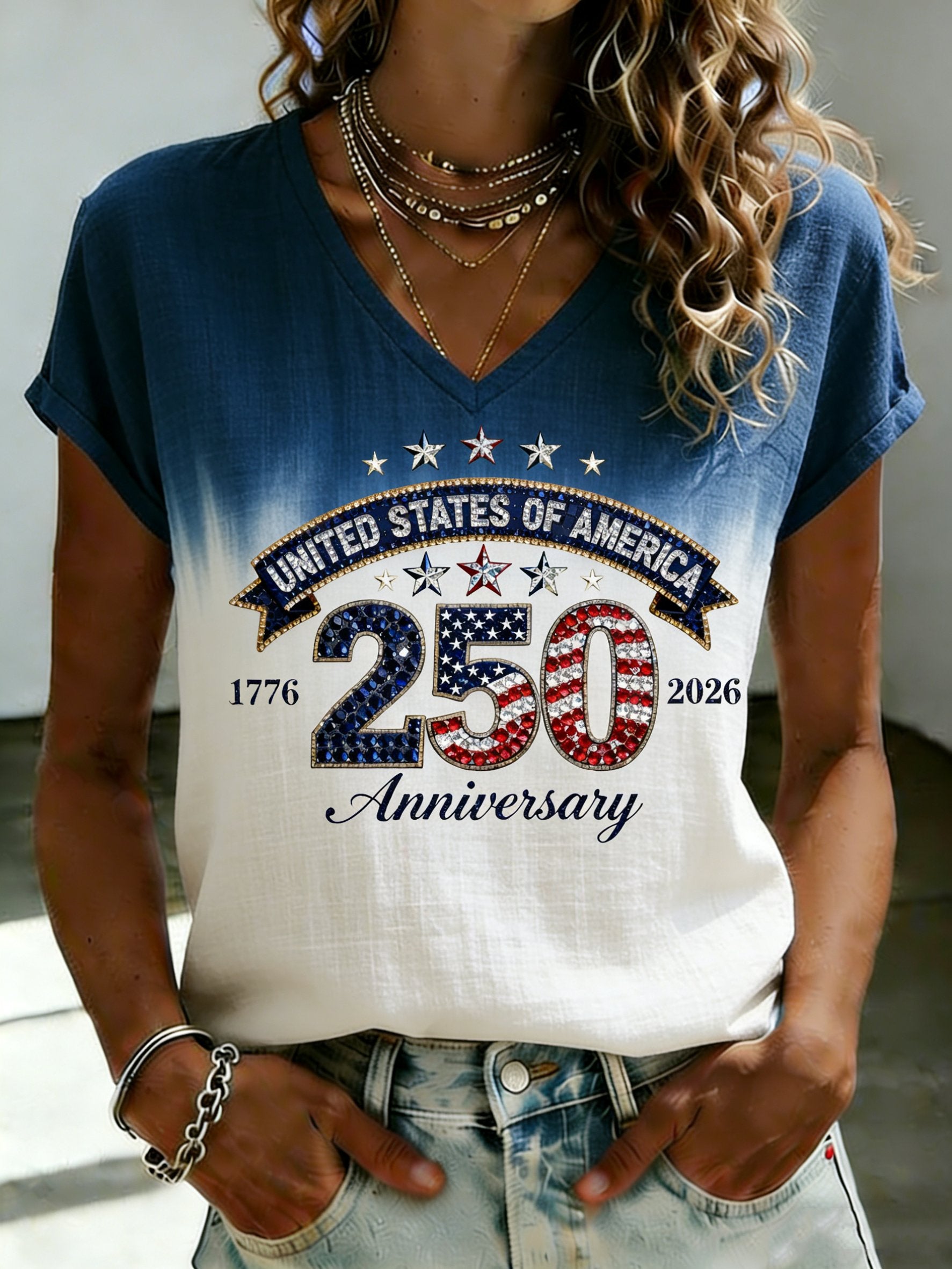 Women's USA 250th Anniversary Print T-Shirt