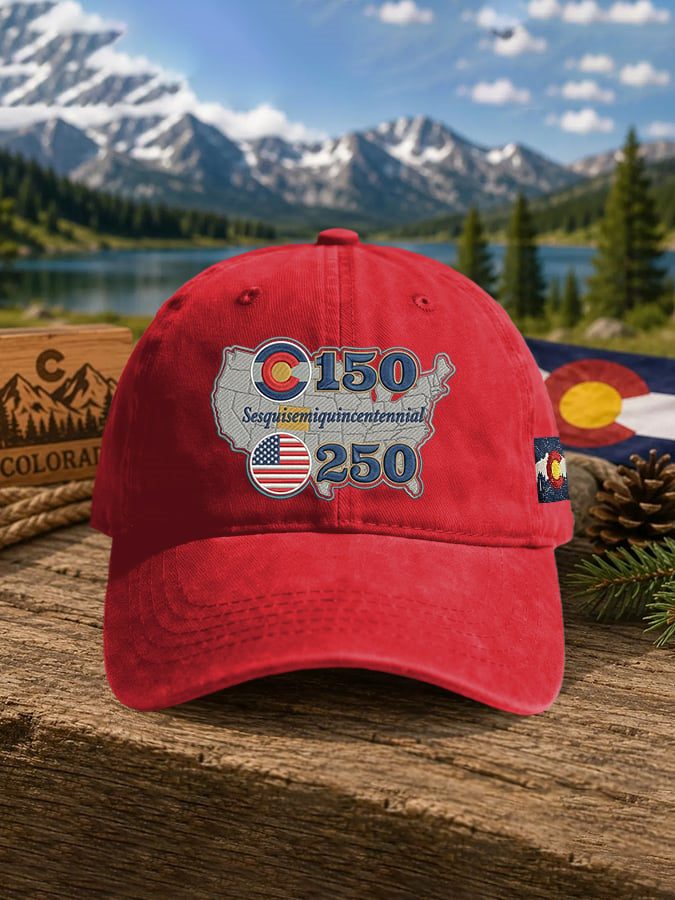 Retro Sesqui Semiquincentennial Colorado 150 Years Usa 250 Print Baseball Cap