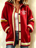 Women'S Football Print Casual Cardigan