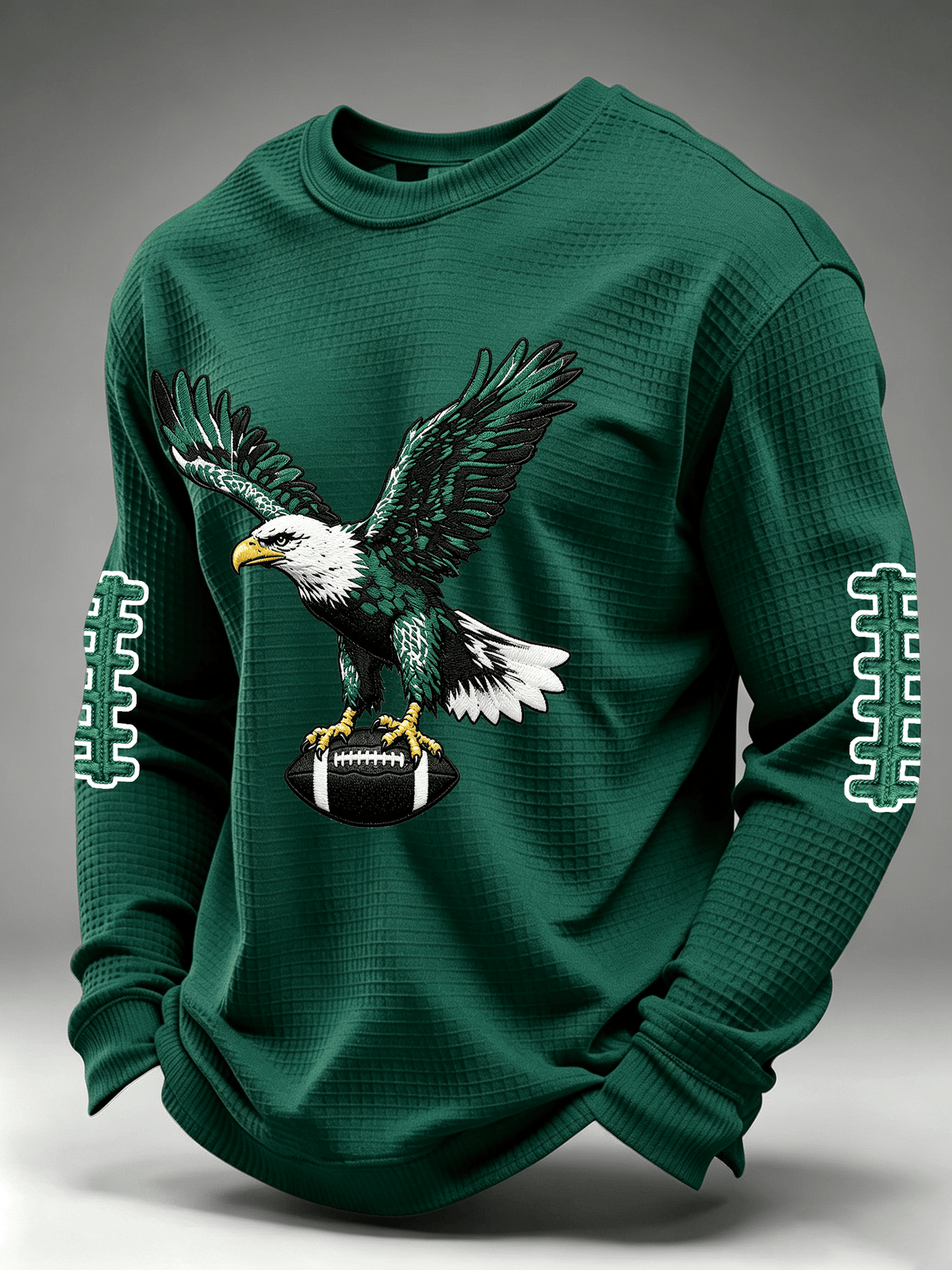 Men'S Casual Football Waffle Round Neck Top