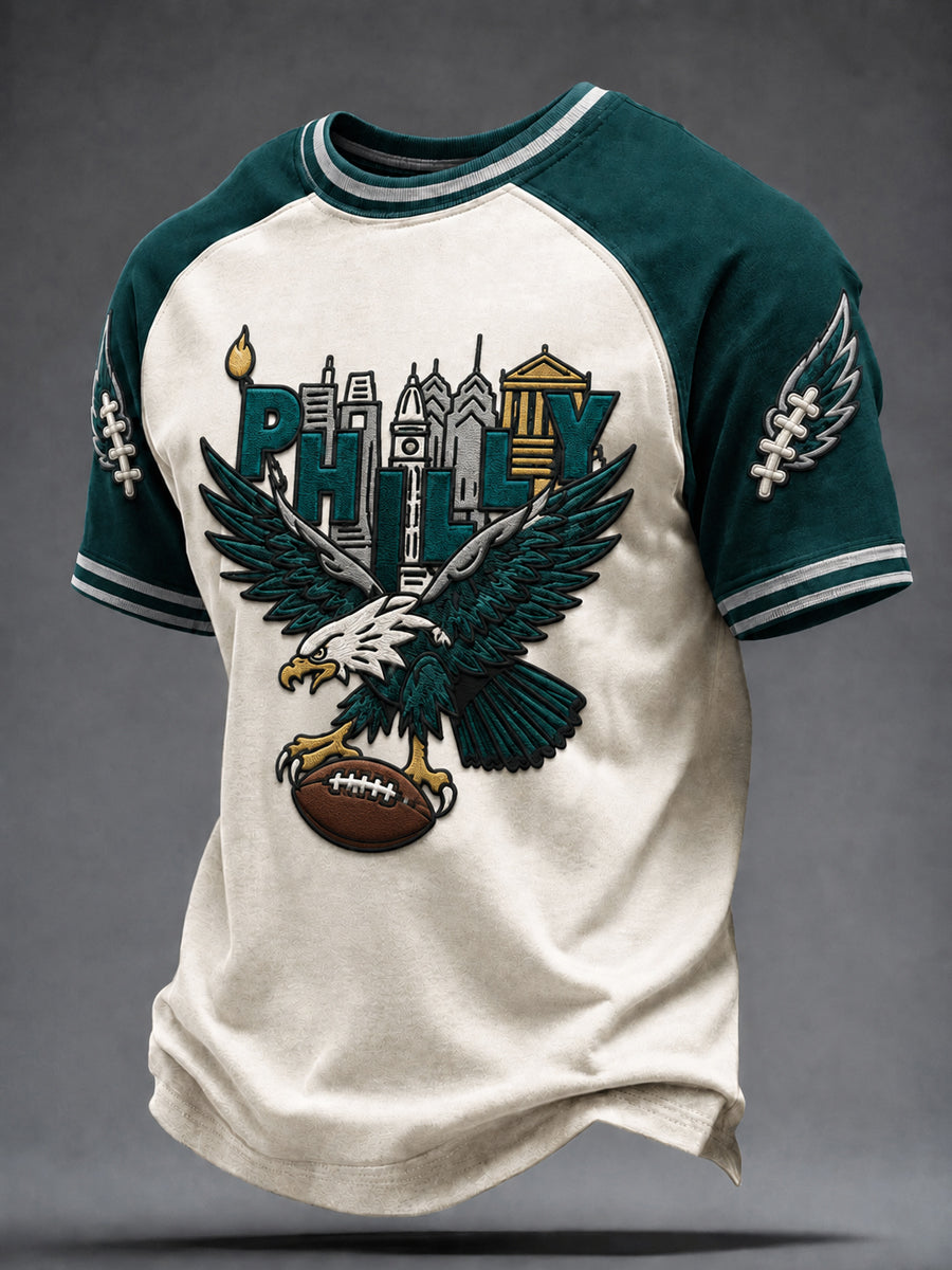 Men'S Eagles Fans Football Print Short Sleeve T-Shirt