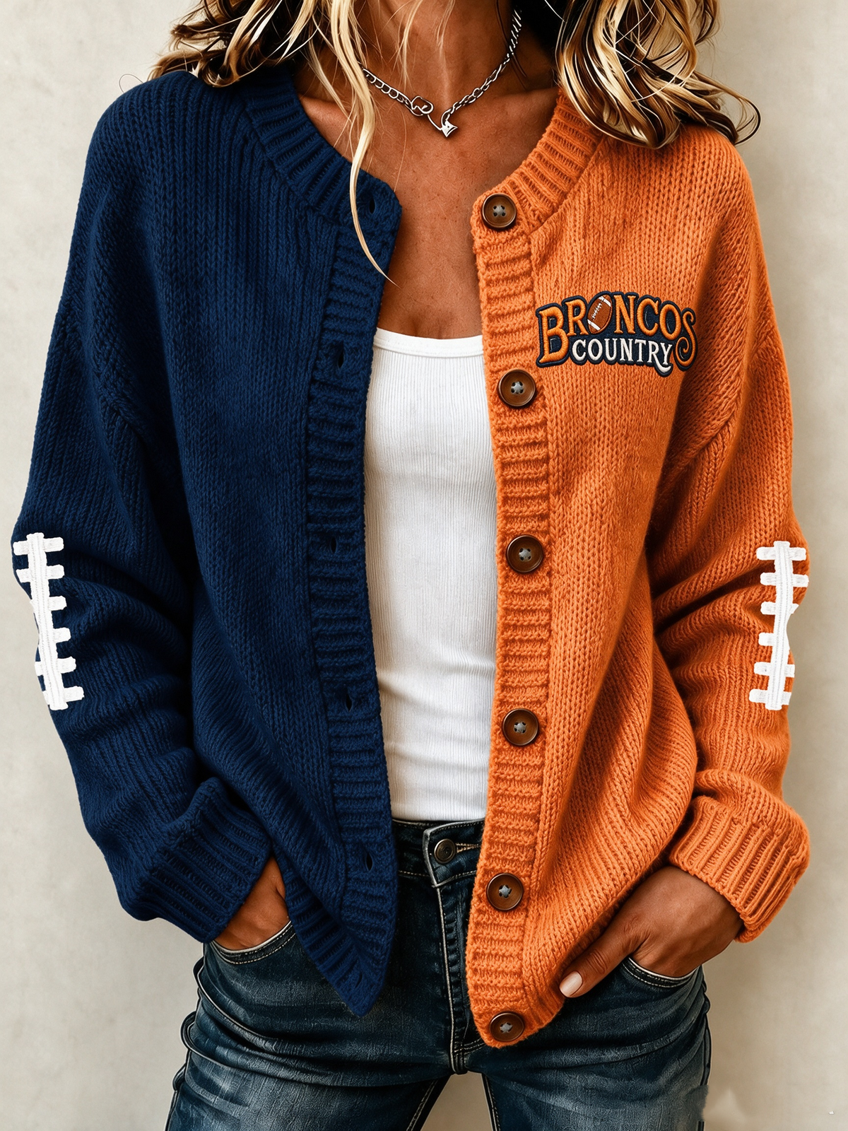 Women'S Football Fans Print Knitted Cardigan Top