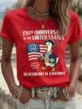 Ladies' Casual 250Th Anniversary Celebration Of The Founding Of The United States, Personalized Printed Round Neck T-Shirt