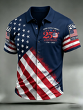Men'S Casual 250Th Anniversary Commemorative Flag Personalized Printed Lapel Shirt