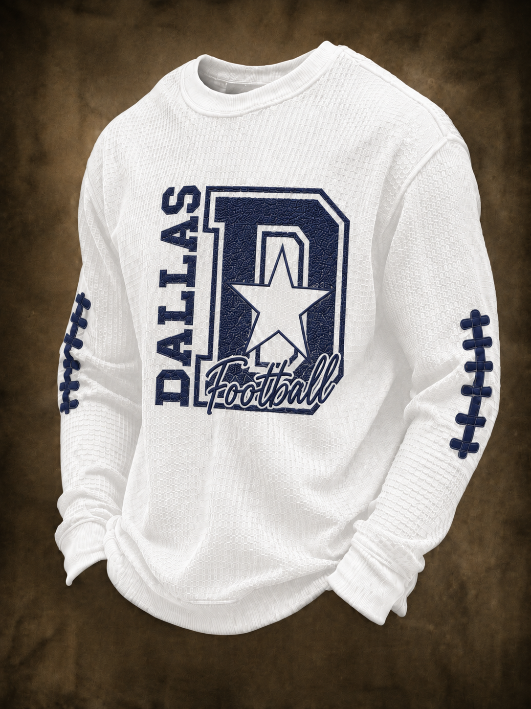 Men's Retro Football Pattern Waffle T-shirt