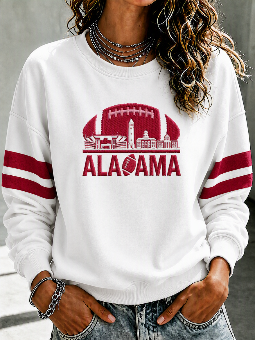 Women'S Retro Football Round Neck Sports Shirt