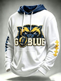Men'S Rugby Pattern Hooded Long Sleeved Sweatshirt