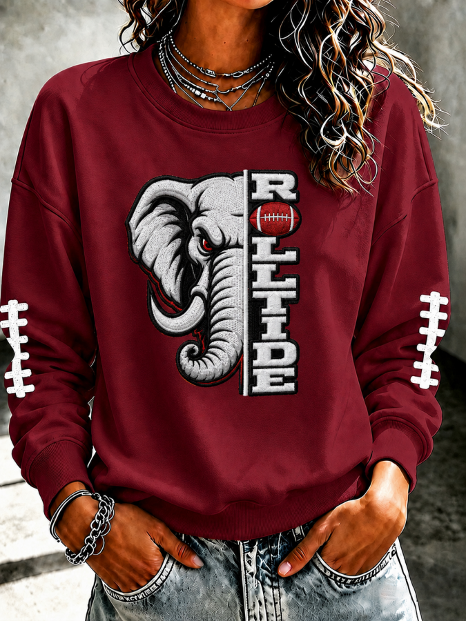 Women'S Football Printed Round Neck T-Shirt