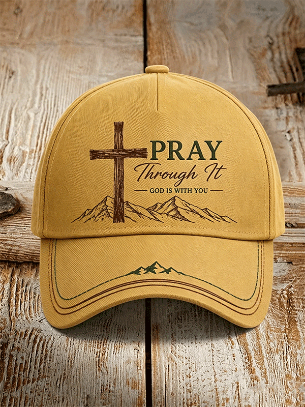 Unisex Mountain Wooden Cross Pray Through It Vintage Baseball Hat
