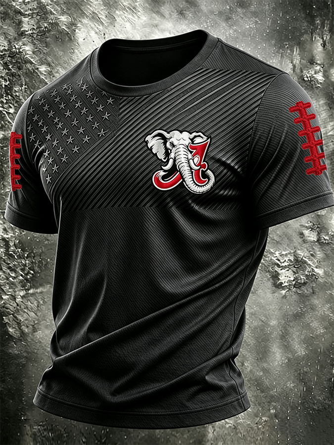 Men'S Rugby Printed Round Neck T-Shirt