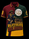 Men's Buffalo Soldier Art Western Style Printed Short Sleeve Polo Shirt