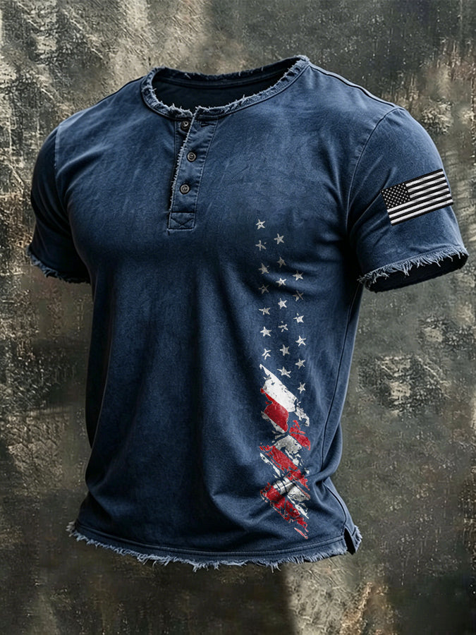 Men'S American Flag Printed Casual Top