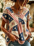 Women's Casual Retro Top with 250th Anniversary USA Print