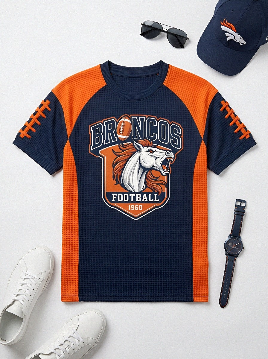 Men's Denver Broncos Football Horse Logo Printed T-shirt