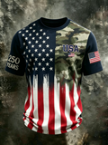Men'S Casual American 1776-2026 Anniversary Celebration Commemorative Printed Short Sleeved T-Shirt