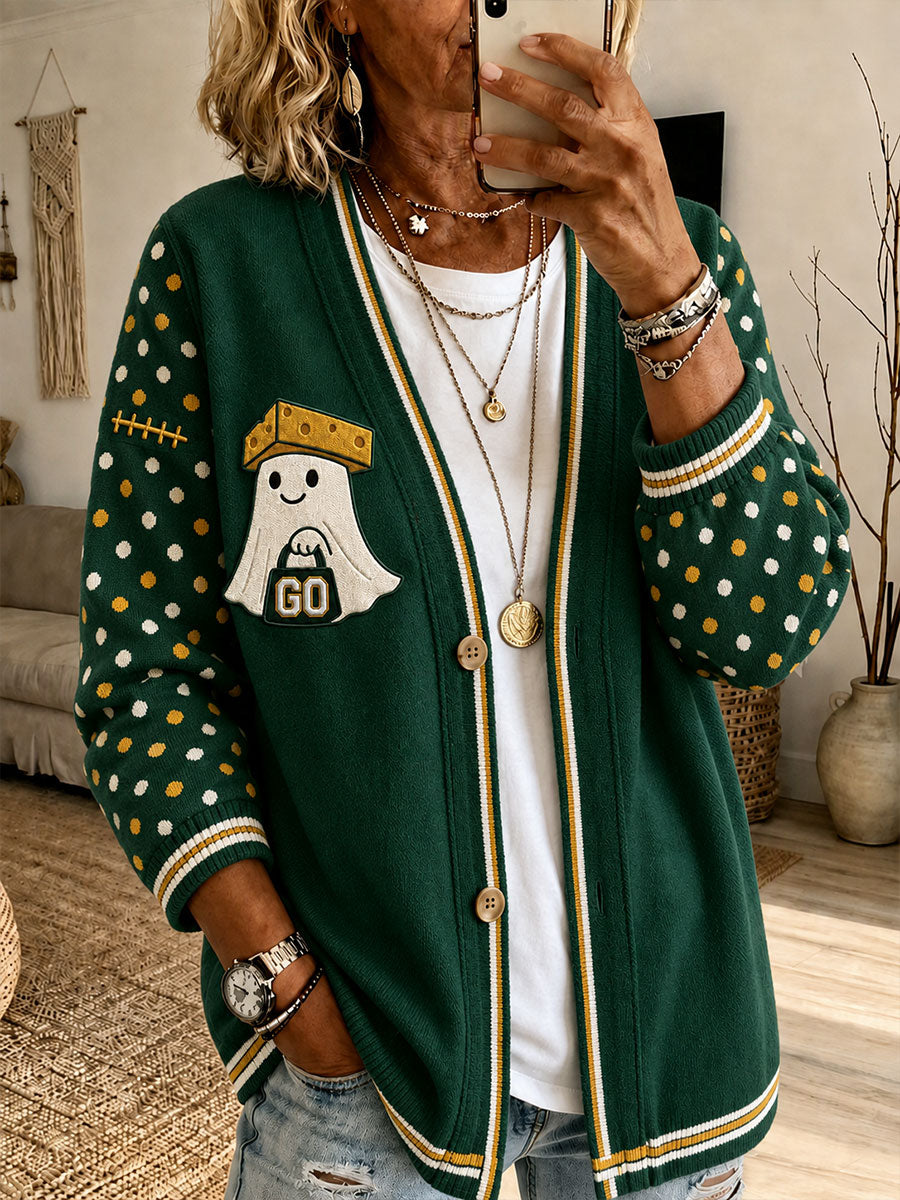 Women's Football Print Cardigan