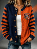 Women'S Casual Football Plant Knitted Cardigan Top