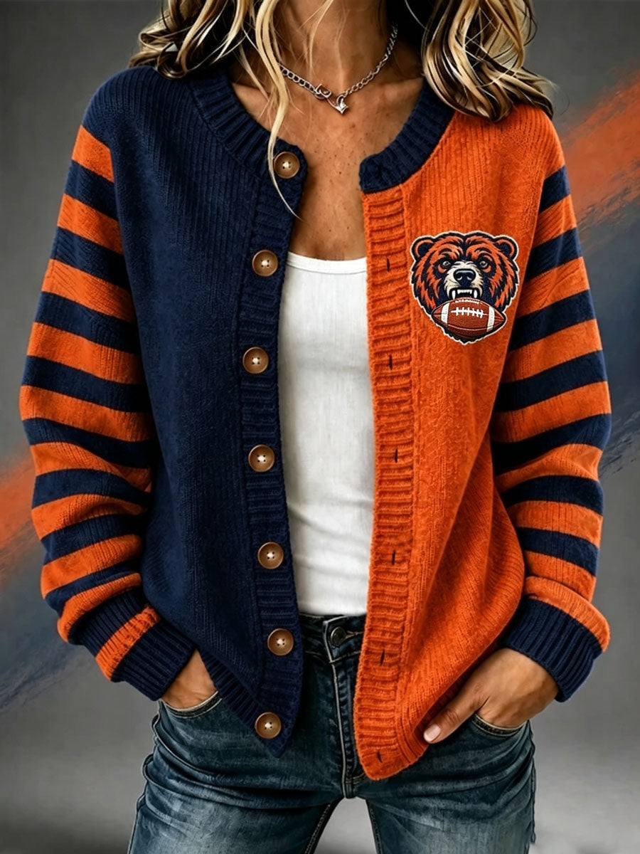 Women'S Casual Football Plant Knitted Cardigan Top
