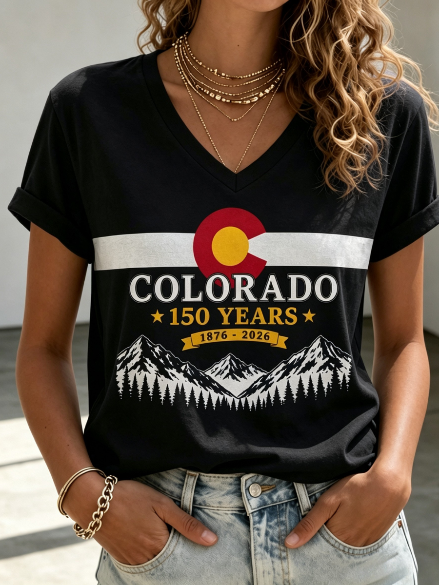 Women's Colorado Strong Cotton And Linen V Neck Top