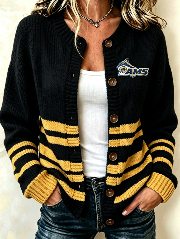 Women'S Football Printed Knitted Cardigan