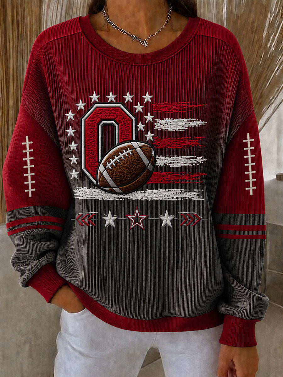 Women'S Football Print Casual Sweatshirt