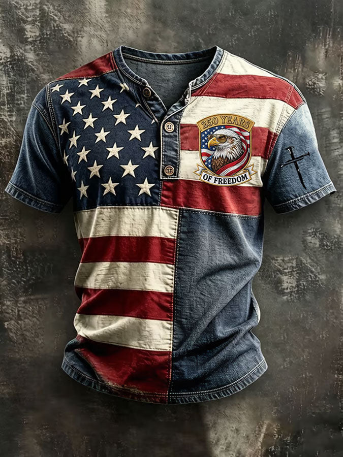 Men'S American Flag Printed Casual T-Shirt