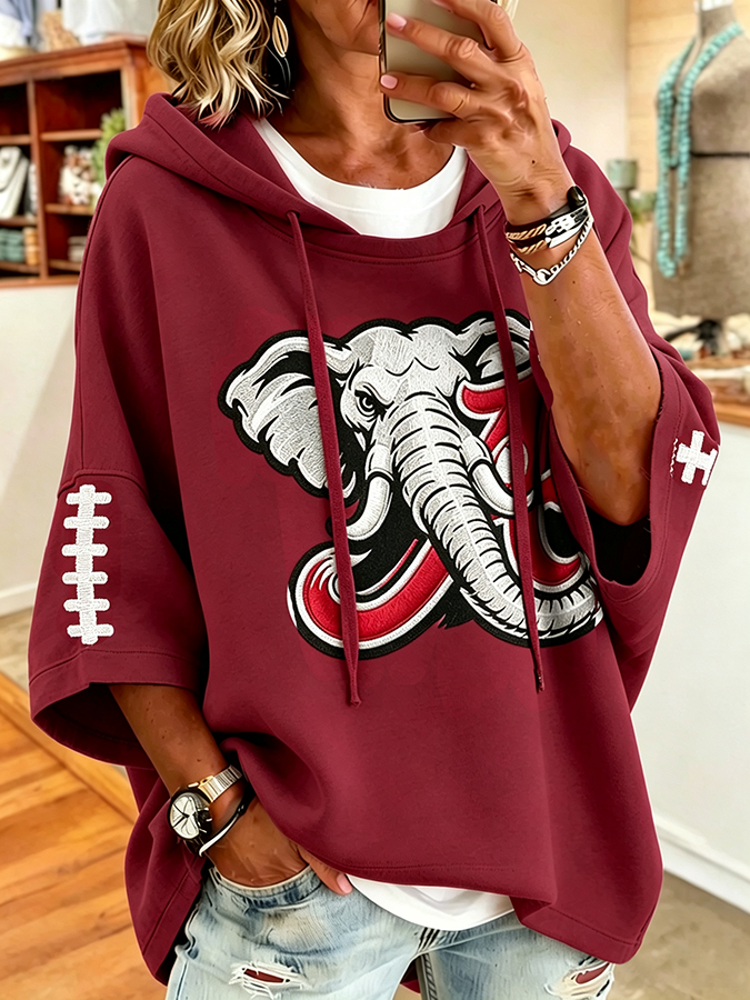 Women'S Retro Rugby Printed Hoodie