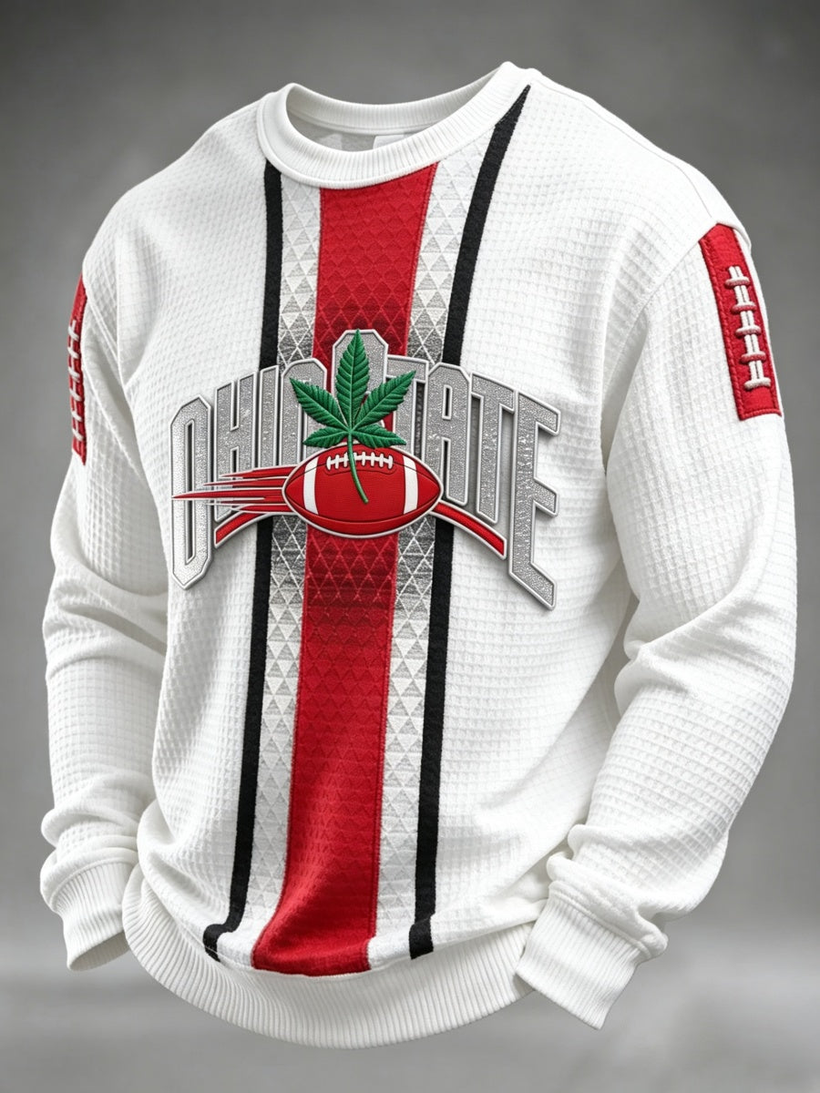 Men'S Football Game Printed Waffle Sweatshirt