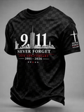 Men's "Never Forget 9/11" Design Comfortable Crew Neck Retro T-Shirt