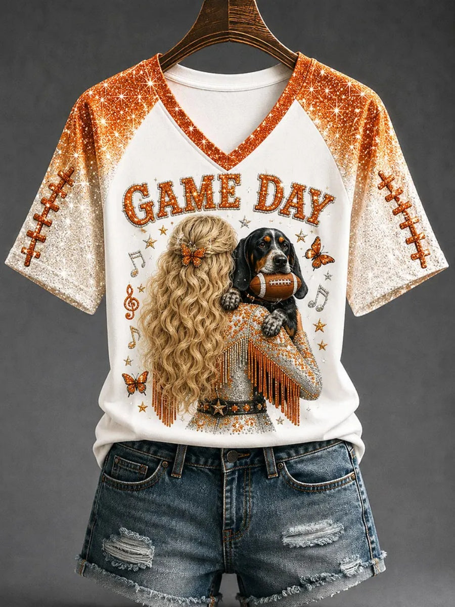 Women's Football Commemorative Printed Casual T-Shirt