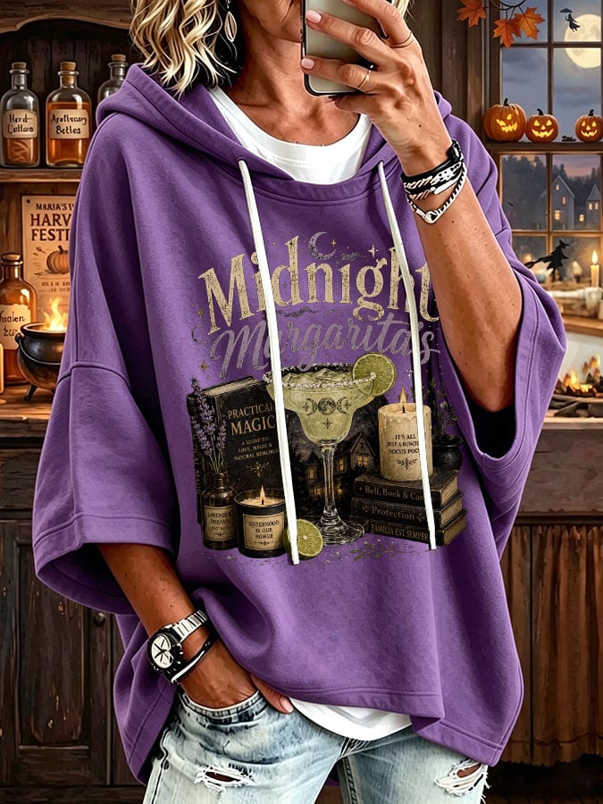 Women's Midnight Margaritas Print Hooded Sweatshirt