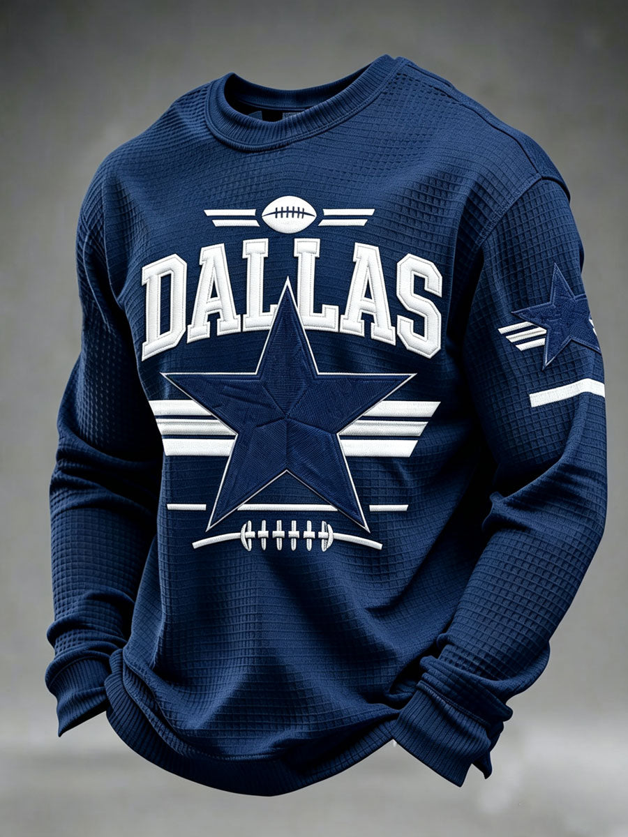 Men's Football Fan Round Neck Waffle Hoodie