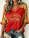Women'S Football Print Waffle Top