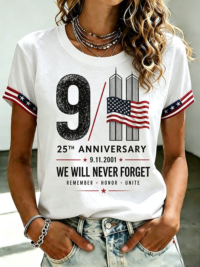 Women's  Retro  9.11 Never Forget Print T-shirt