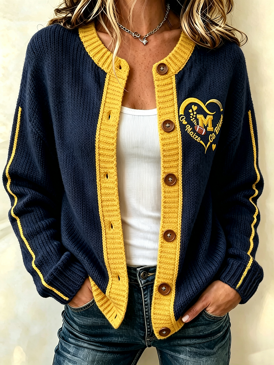 Women'S Casual Football Plant Knitted Cardigan Top