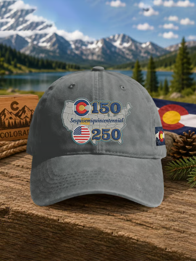 Retro Sesqui Semiquincentennial Colorado 150 Years Usa 250 Print Baseball Cap